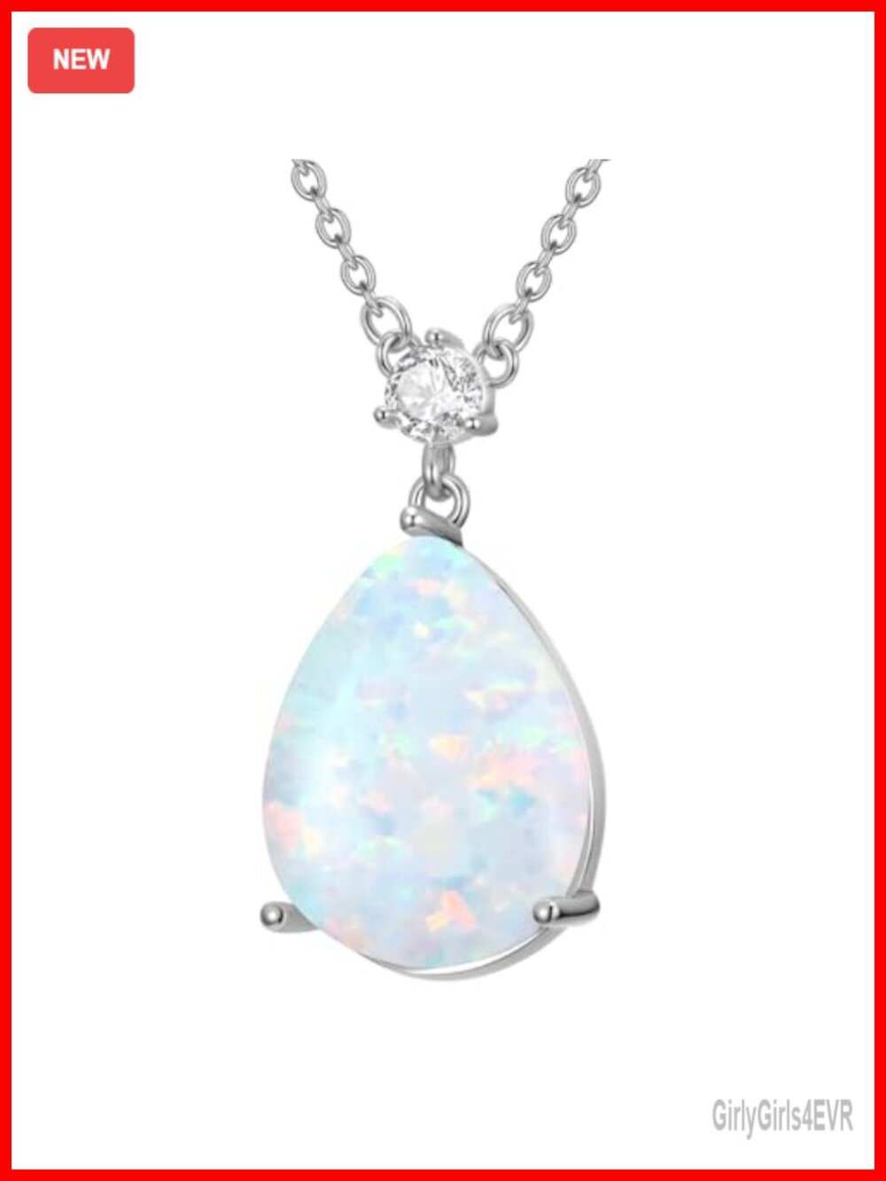 925 Sterling Silver Opal Pendant Necklace 18+2in Adjustable Chain Women